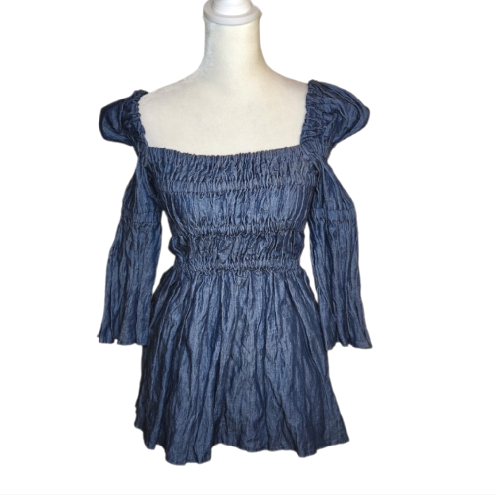 Sea New York Smocked Denim Top Altered*